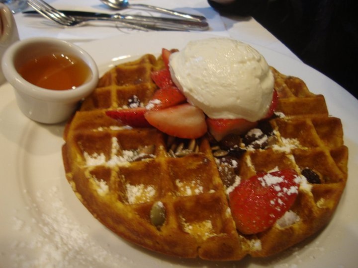 Pumpkin Waffle with fruits