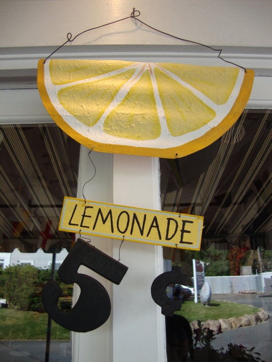cute lemonade sign on the porch
