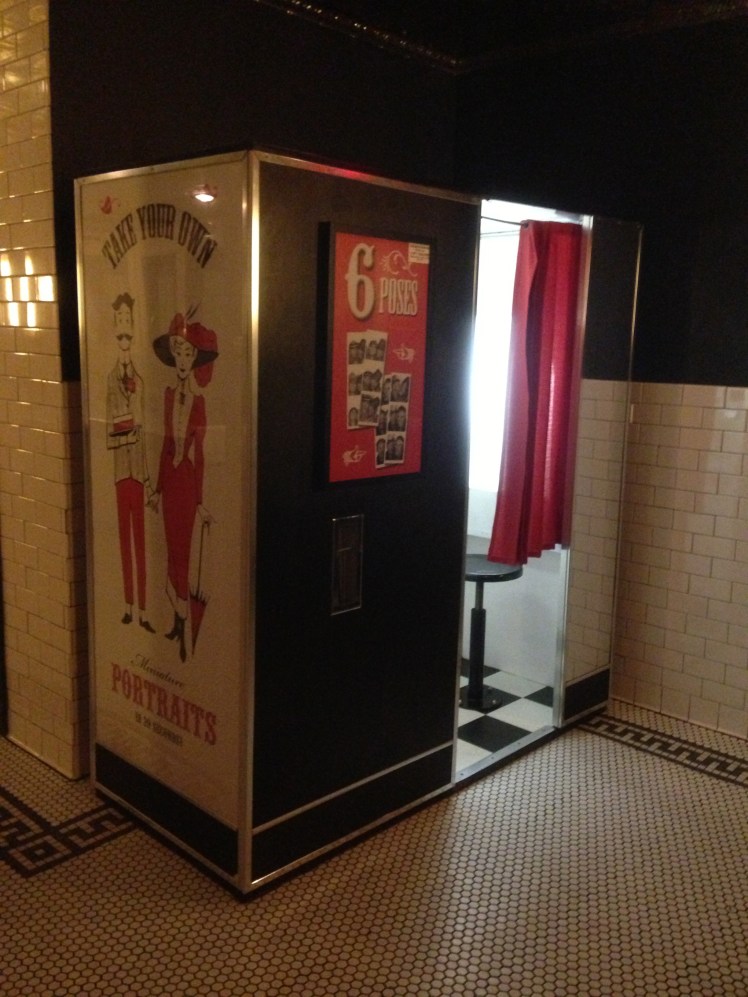 The photobox inside the unisex restroom